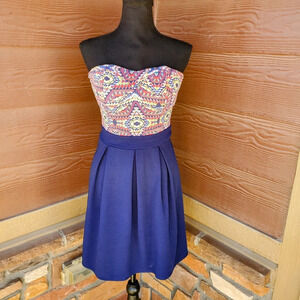 Xhilaration Women's Tribal Print Strapless Dress Size Small